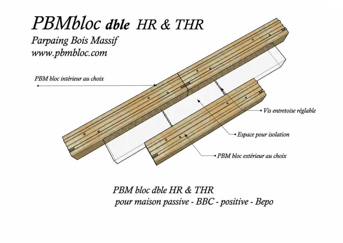 Photo du produit PBM Double HR (300 mm) et THR (380 mm) — parpaing de bois massif PBM